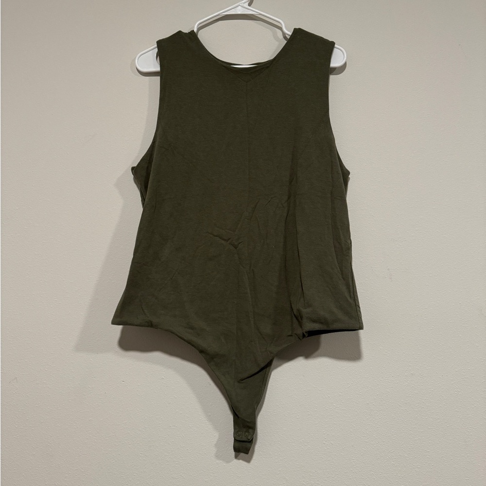 nuuds Olive Green Sleeveless Bodysuit